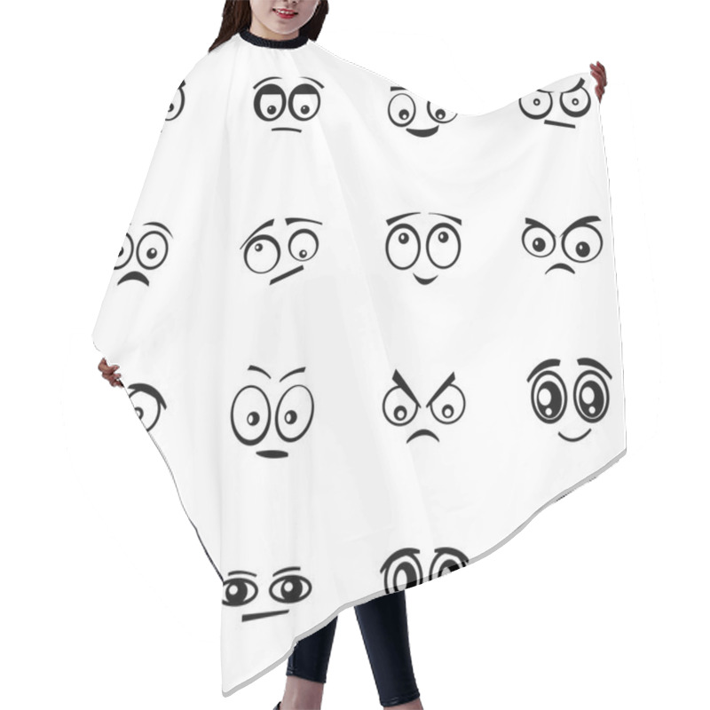 Personality  Vector Black  Cartoon  Eyes  Set Hair Cutting Cape