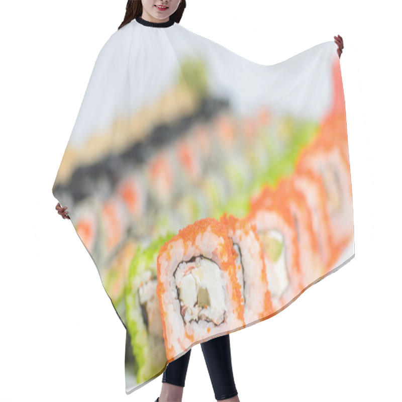 Personality  Japanese Dish Of Sushi Rolls Hair Cutting Cape