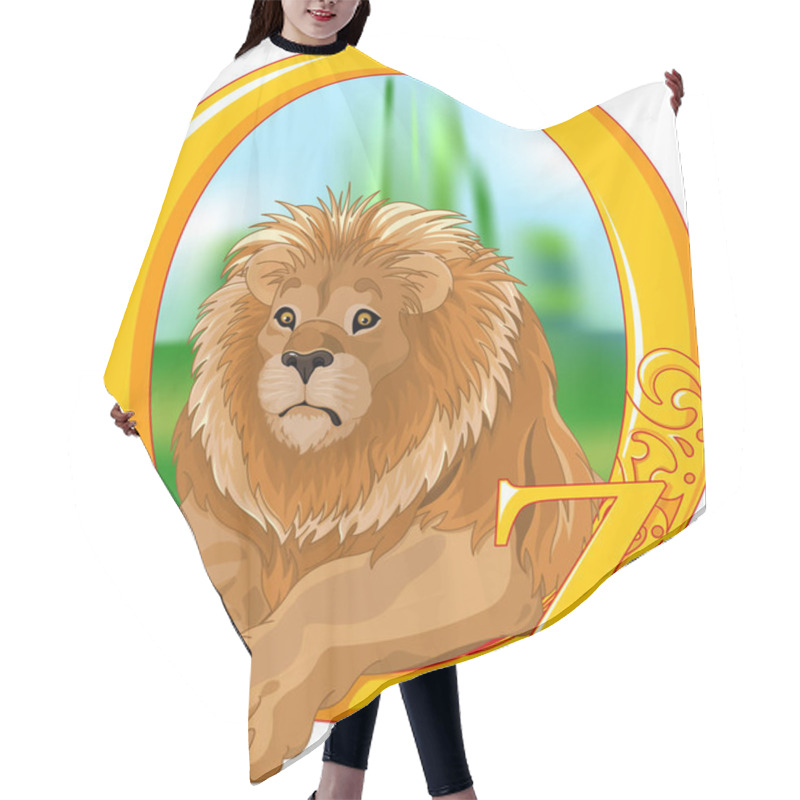 Personality  Illustration Of Cute Lion.  Hair Cutting Cape