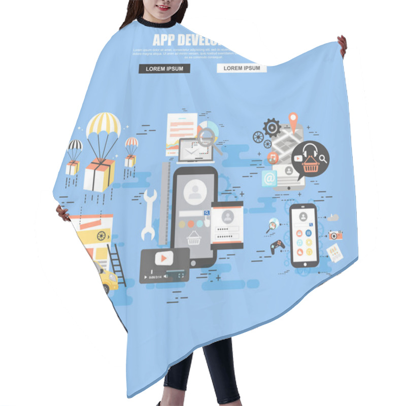 Personality  Flat Concept Of Application Development Hair Cutting Cape