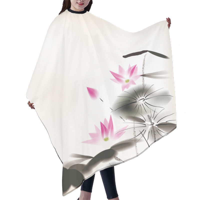 Personality  Waterlily Painting Hair Cutting Cape