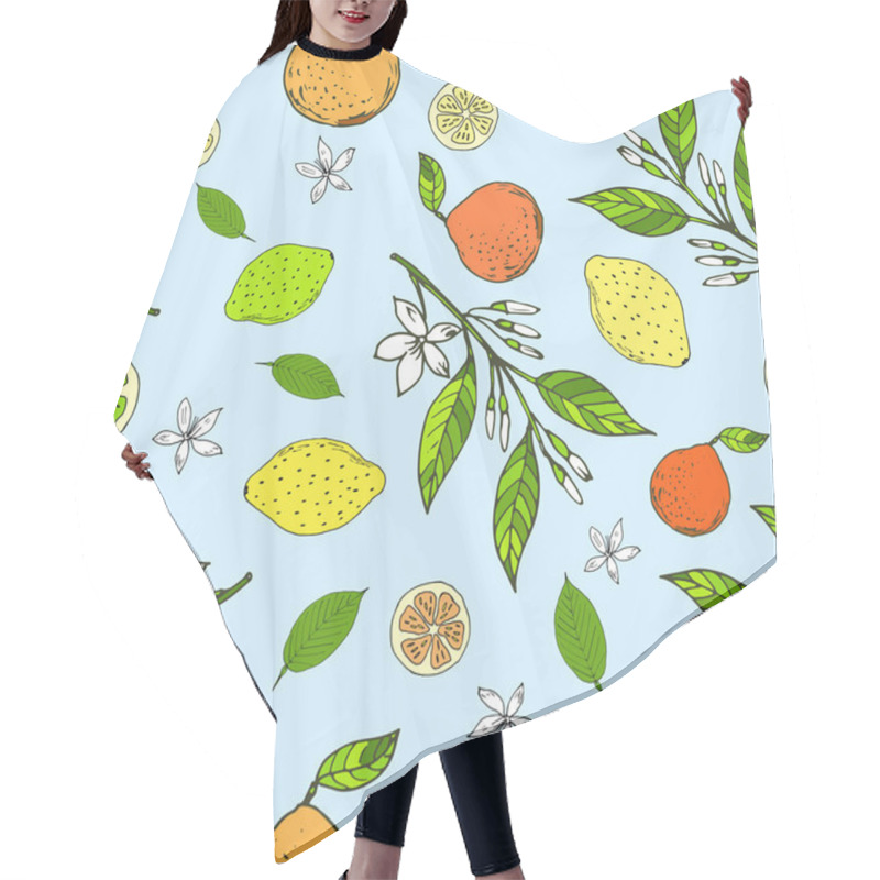 Personality  Seamless Pattern With Lemons, Oranges, Limes Hair Cutting Cape