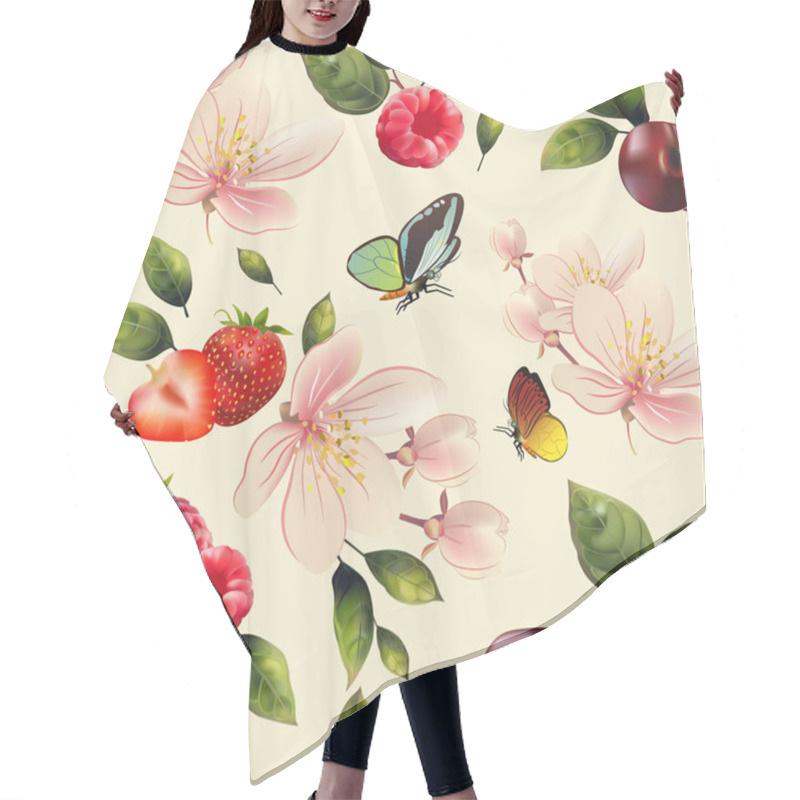 Personality  Seamless Background With Fruits. Hair Cutting Cape