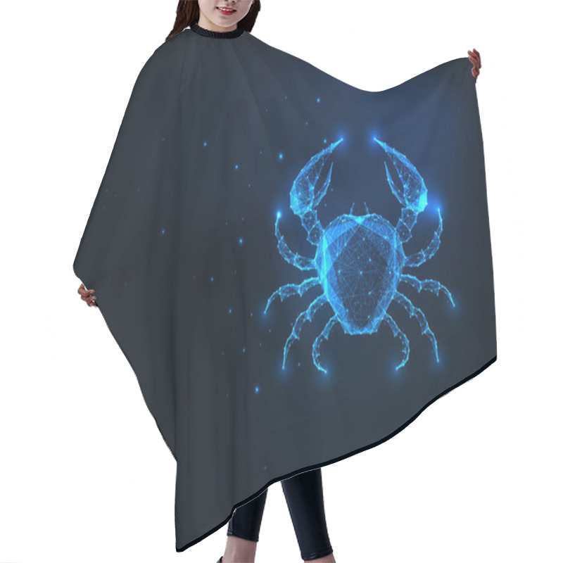 Personality  Futuristic Glowing Low Polygonal Crab Isolated On Dark Blue Background. Hair Cutting Cape