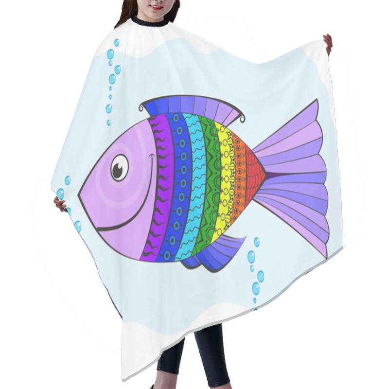 Personality  Rainbow Fish, Covered With Symbols, Abstract Pattern In Vector Hair Cutting Cape