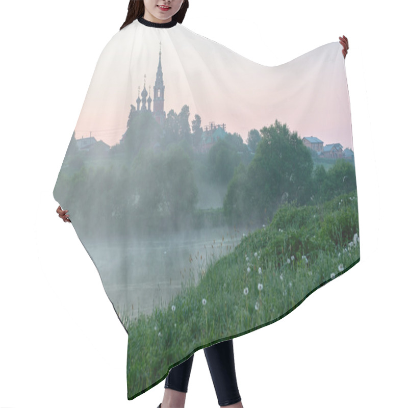 Personality  Morning Sunrise Over Village Hair Cutting Cape