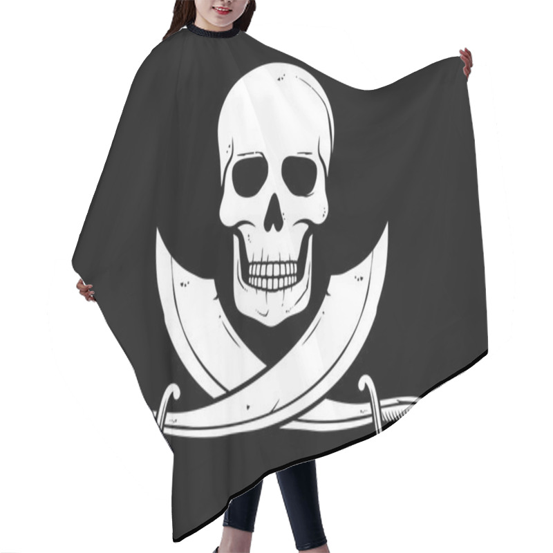 Personality  Pirate Vector Flag (jolly Roger Pirate Flag With Skull And Cross Bones) Hair Cutting Cape