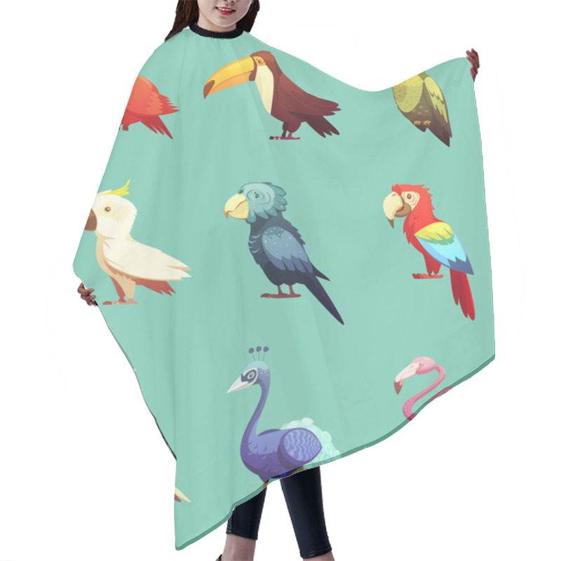 Personality  Exotic Tropical Birds Retro Icons Set Hair Cutting Cape