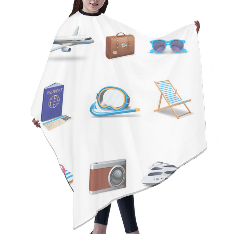 Personality  Travel Icons Set Hair Cutting Cape