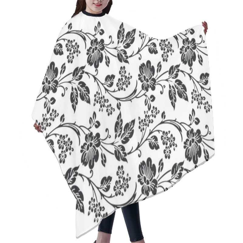 Personality  Seamless Vector Black And White Floral Border Hair Cutting Cape