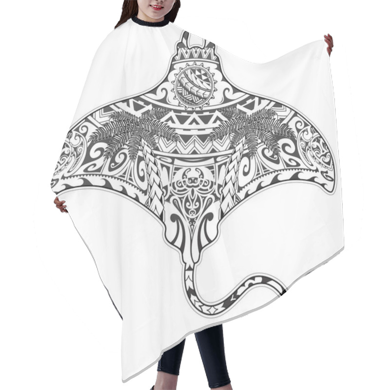 Personality  Manta Ray Tattoo With Ethnic Elements Hair Cutting Cape