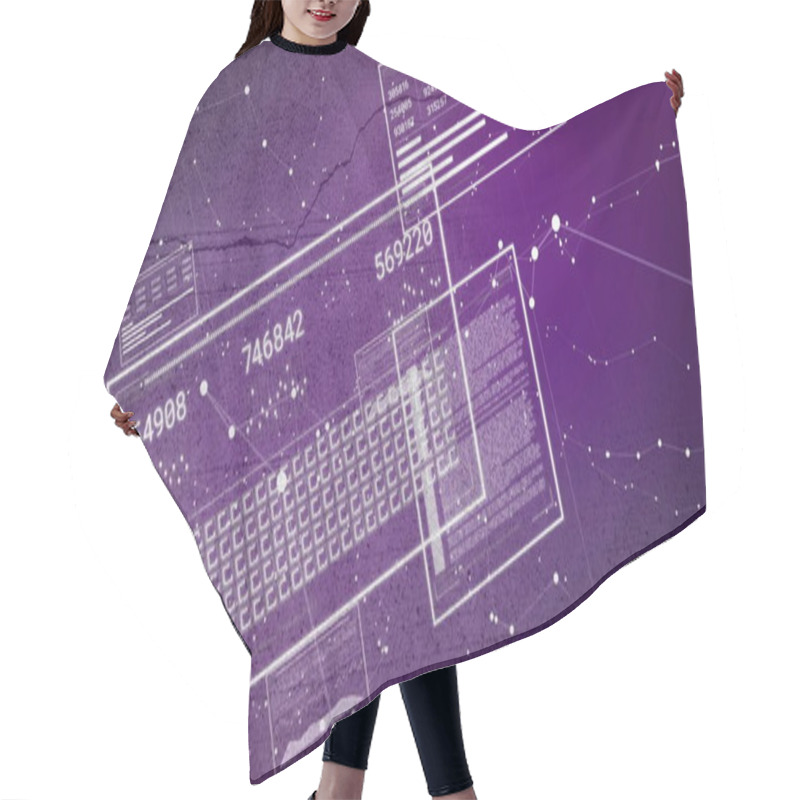 Personality  Digital Data Processing Image Over Abstract Purple Background With Numbers And Charts. Technology, Analytics, Visualization, Futuristic, Information Hair Cutting Cape