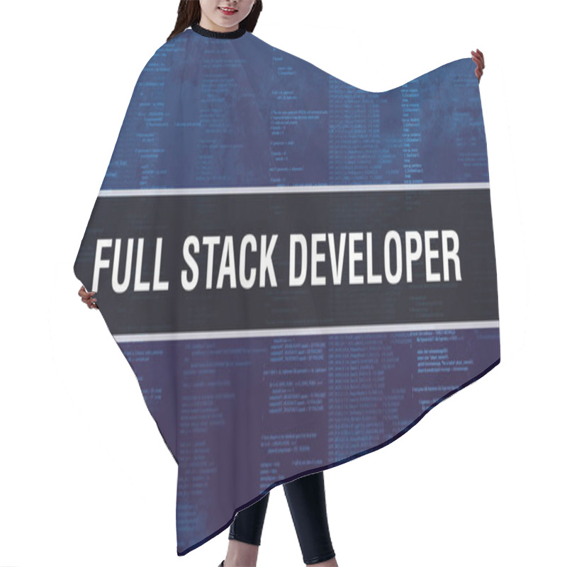 Personality  FULL STACK DEVELOPER With Digital Java Code Text. FULL STACK DEV Hair Cutting Cape