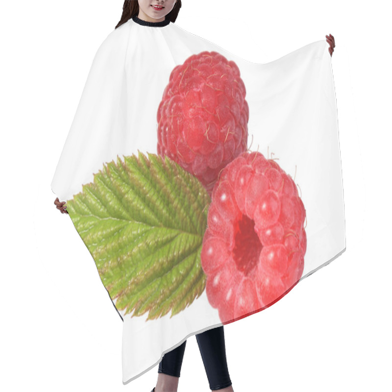 Personality  Fresh Raspberries On White Background Hair Cutting Cape