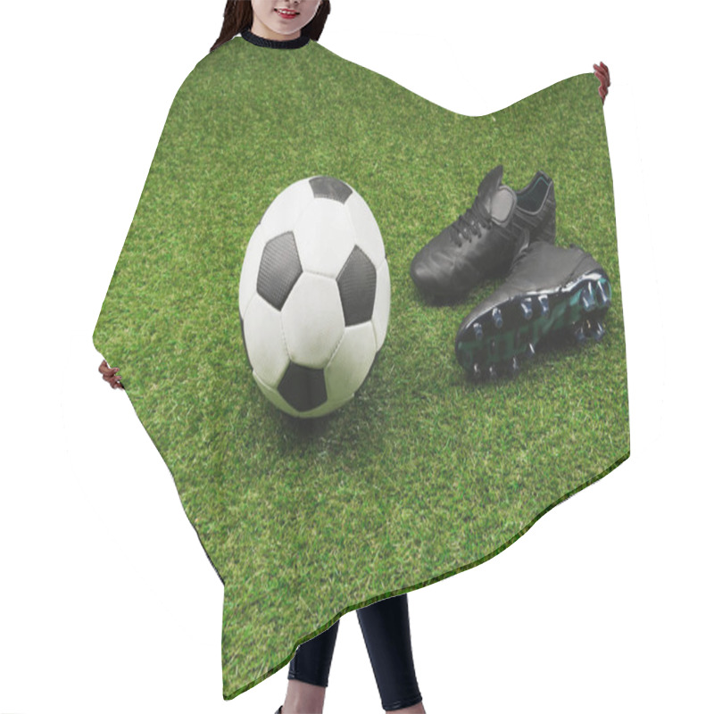 Personality  Soccer Ball With Black Boots Hair Cutting Cape