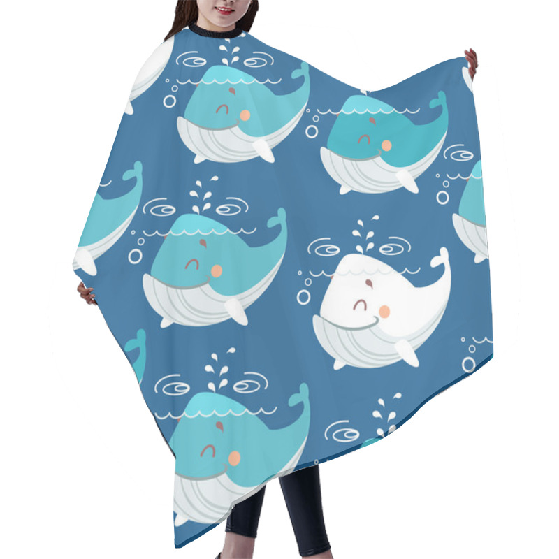 Personality  Seamless Pattern With Smiling Whales Hair Cutting Cape