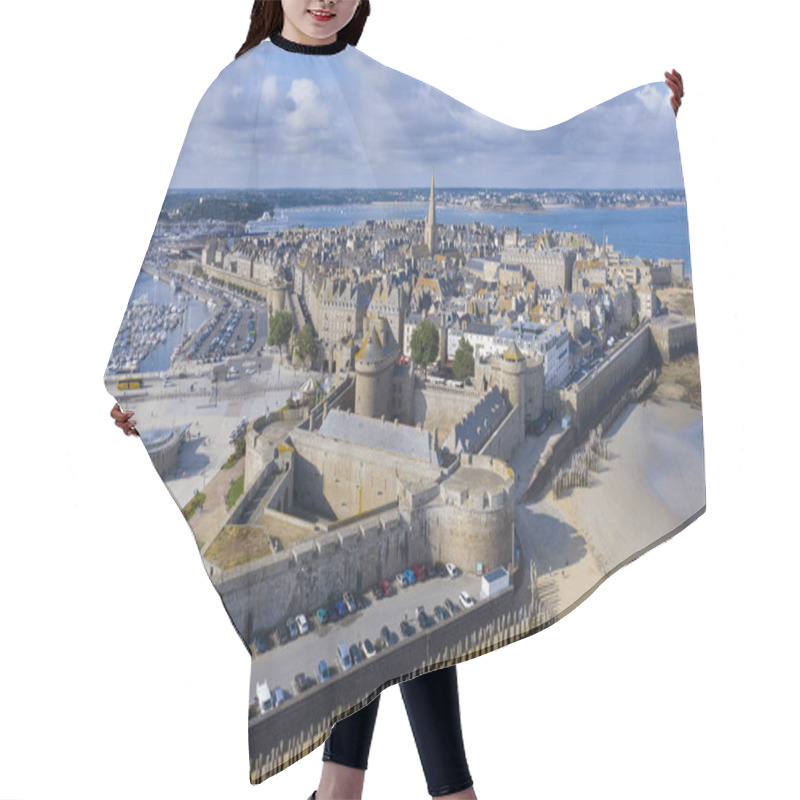 Personality  Aerial View Of The Beautiful City Of Privateers - Saint Malo In Brittany, France Hair Cutting Cape