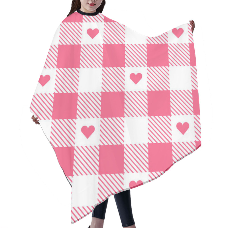 Personality  Gingham Checkered Pattern Heart Plaids Hair Cutting Cape