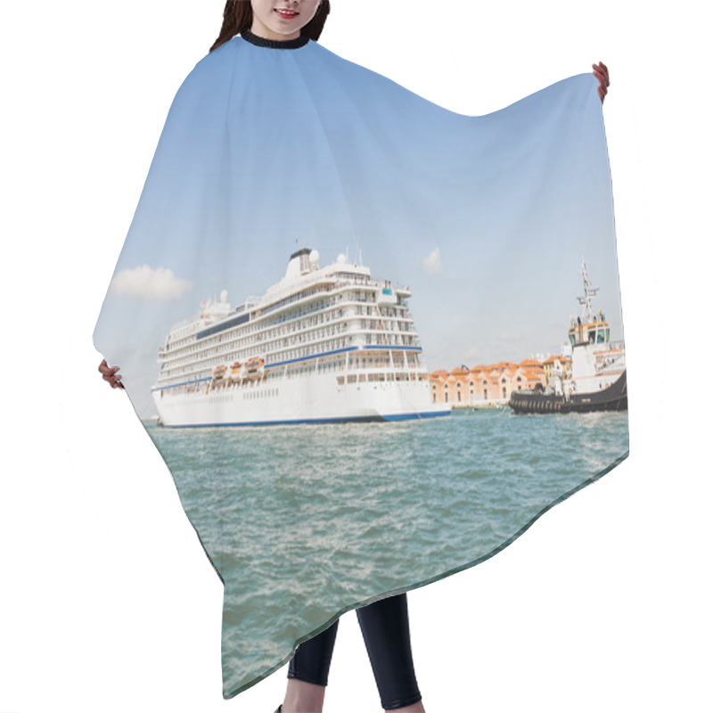 Personality  Cruise Ship And Ships Floating On River In Venice, Italy  Hair Cutting Cape