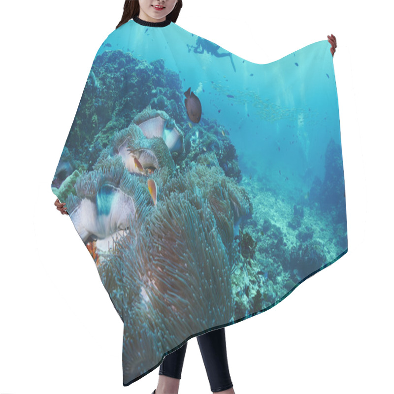 Personality  Soft Coral With Diver Hair Cutting Cape