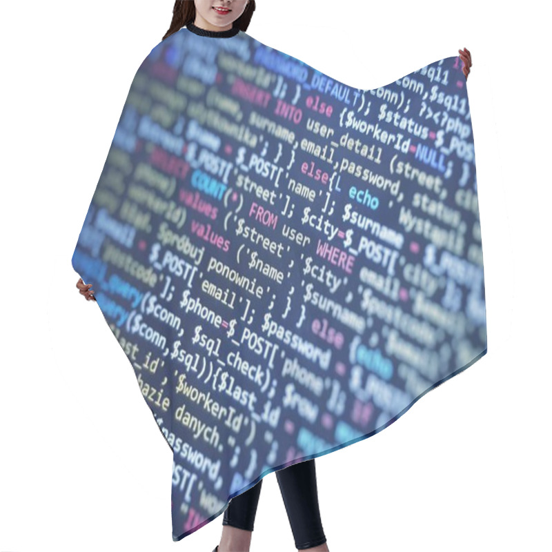 Personality  Program Blue Code On A Monitor Hair Cutting Cape