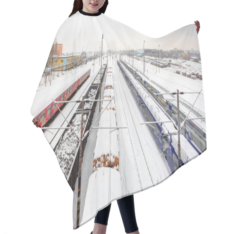 Personality  Freight Station With Trains Hair Cutting Cape