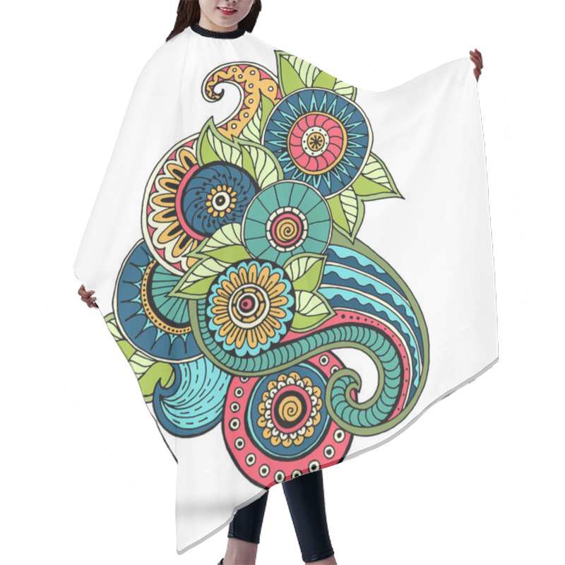 Personality  Floral Zentangle, Doodle Henna Paisley Mehndi Design Element. Hair Cutting Cape