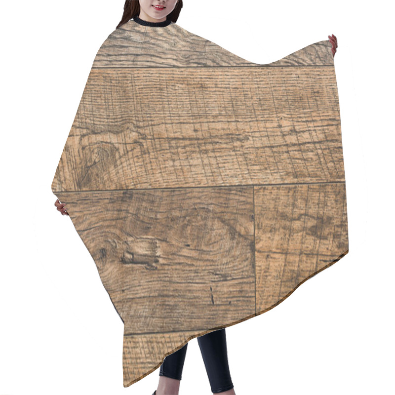 Personality  Carpentry Template With Brown Wooden Planks Hair Cutting Cape