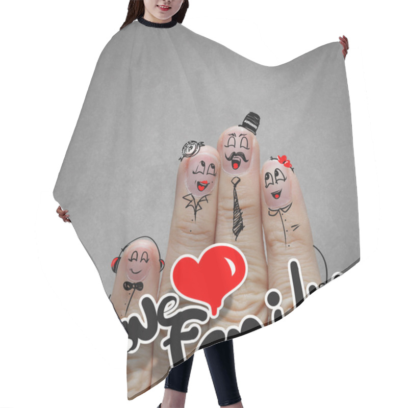 Personality  The Happy Finger Family Holding Family Word Hair Cutting Cape