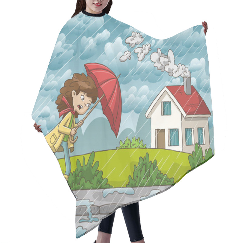 Personality  Woman Walks Through The Rain Hair Cutting Cape