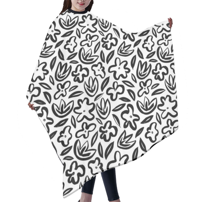 Personality  Hand Drawn Simple Abstract Flower Seamless Pattern Hair Cutting Cape