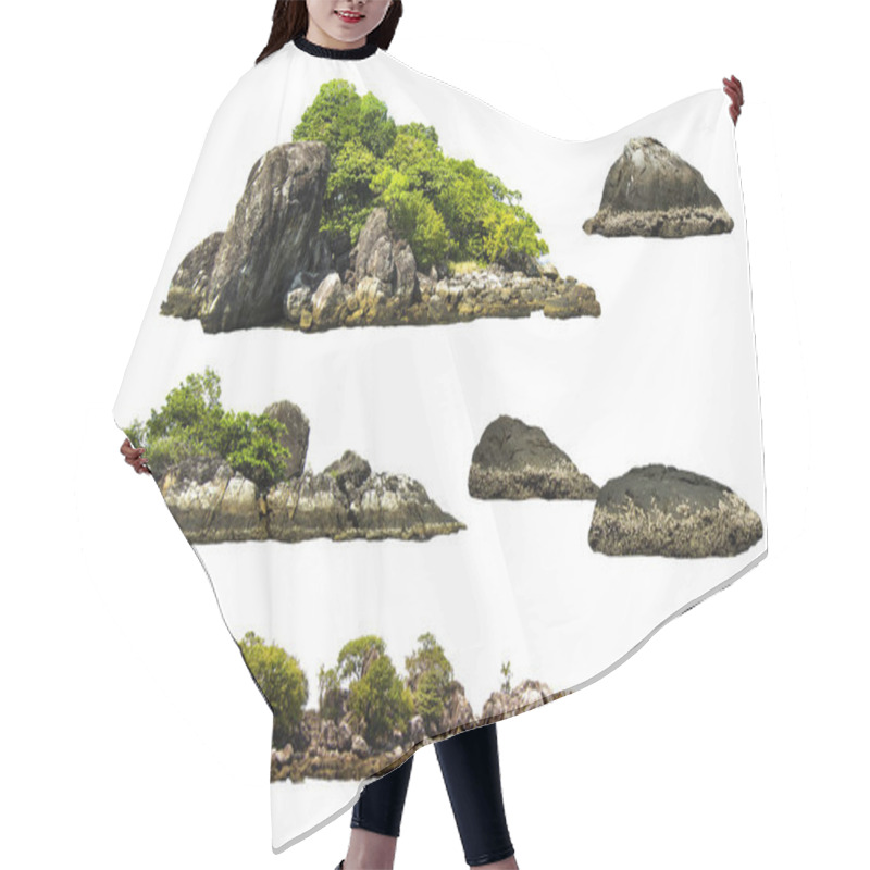 Personality  The Trees. Mountain On The Island And Rocks.Isolated On White Background.Used In The Design Of Advertising Media, Architecture Hair Cutting Cape