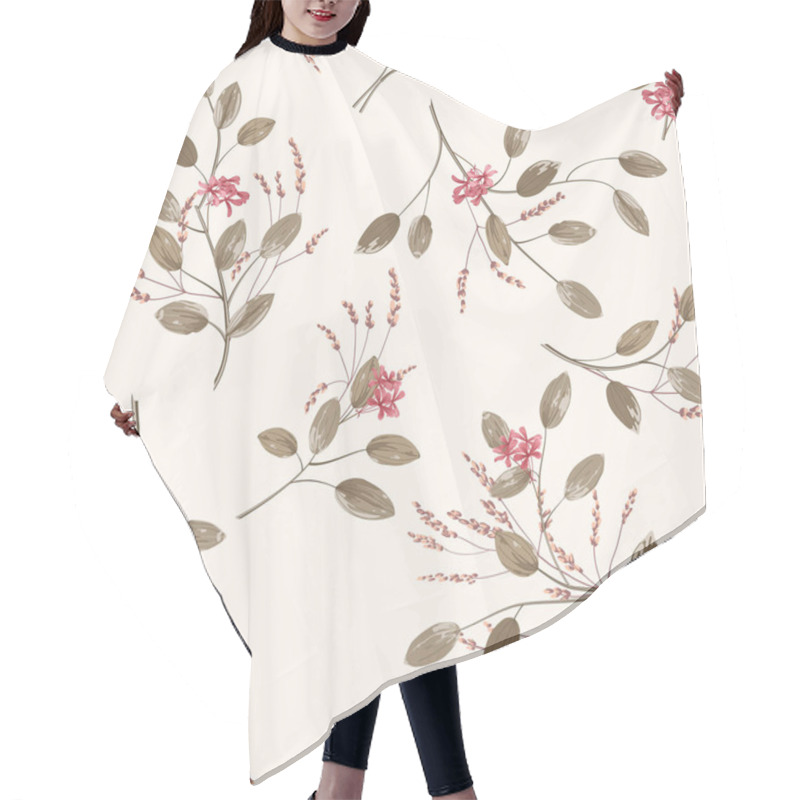 Personality  Floral Background With Small Tropical Flowers And Twigs With Leaves Hair Cutting Cape