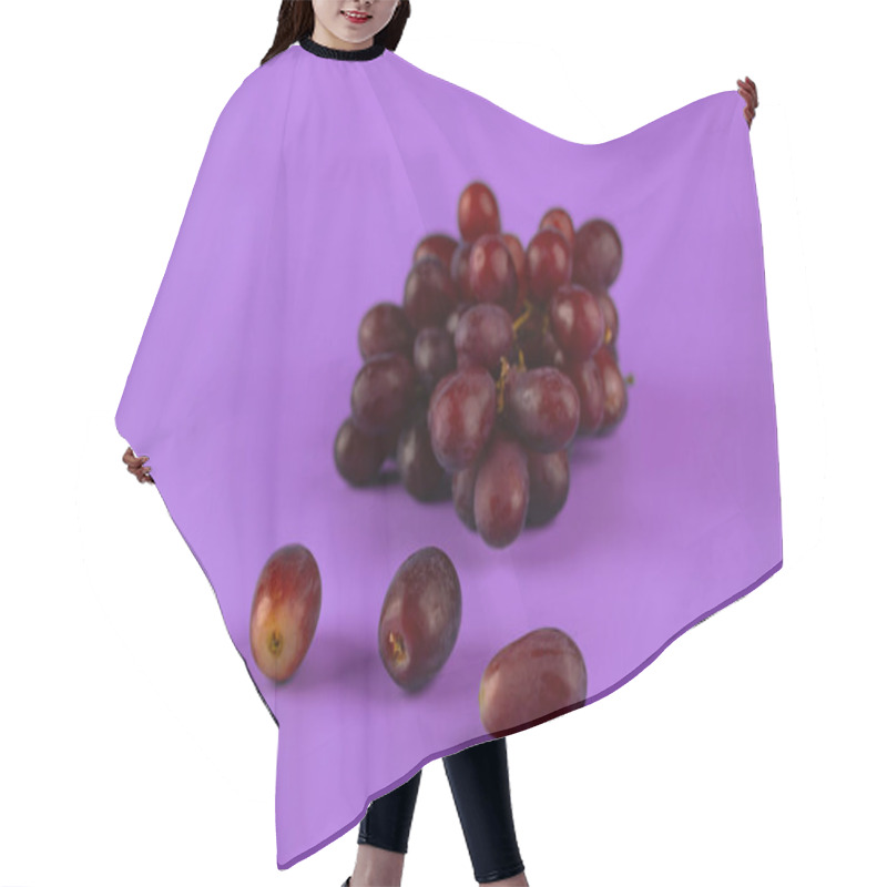 Personality  This Image Showcases A Delightful Cluster Of Fresh Grapes, Vividly Captured Against A Bright Purple Backdrop, Symbolizing Health, Vitality, And Nature S Delicious Offerings. Hair Cutting Cape