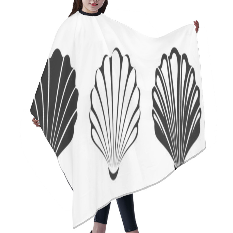 Personality  Set Of Sea Shells. Vector Black Silhouettes. Hair Cutting Cape