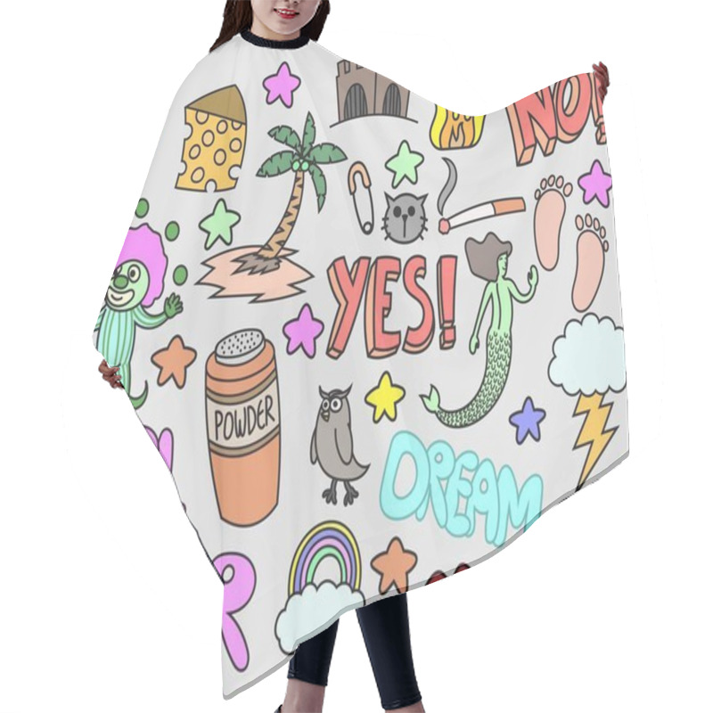 Personality  Set Of Various Doodles, Girl Power, Doodles, Hand Drawn Hair Cutting Cape