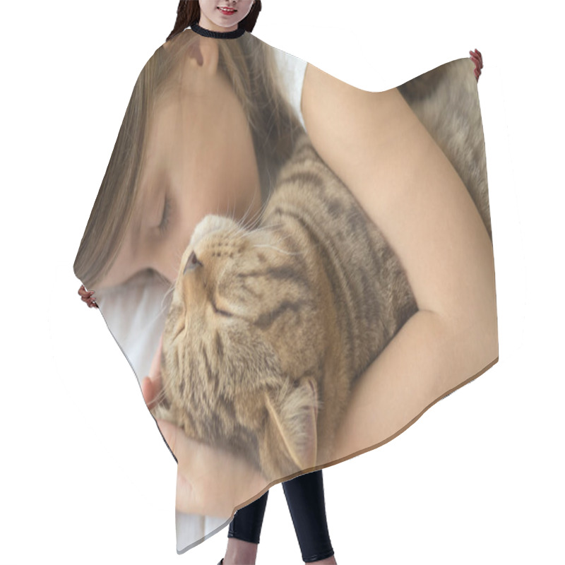 Personality  Child Sleeping With Cat Hair Cutting Cape