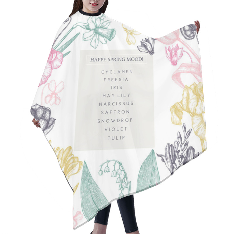 Personality  Hand Drawn Spring Flowers Hair Cutting Cape