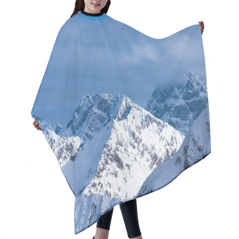 Personality  Top View To Caucasian Mountains Peaks Covered By Snow Hair Cutting Cape