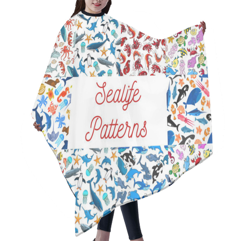 Personality  Sealife Animals And Fishes Seamless Patterns Hair Cutting Cape