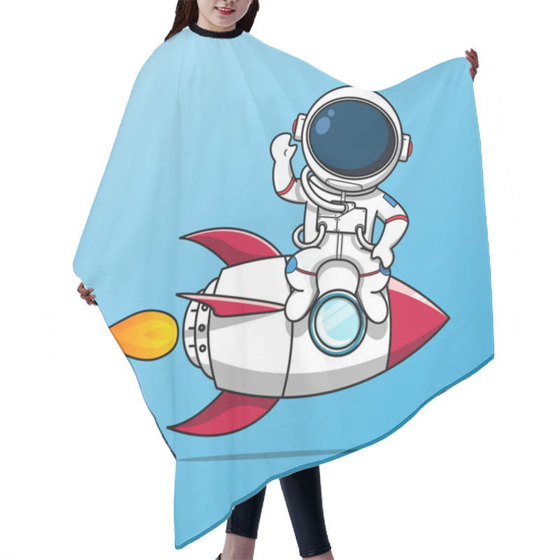 Personality  Cute Astronaut Sitting On A Rocket Illustration Hair Cutting Cape