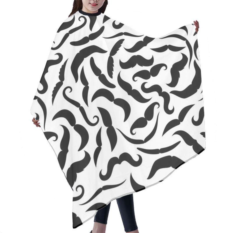 Personality  Retro Black Mustaches Seamless Pattern Hair Cutting Cape