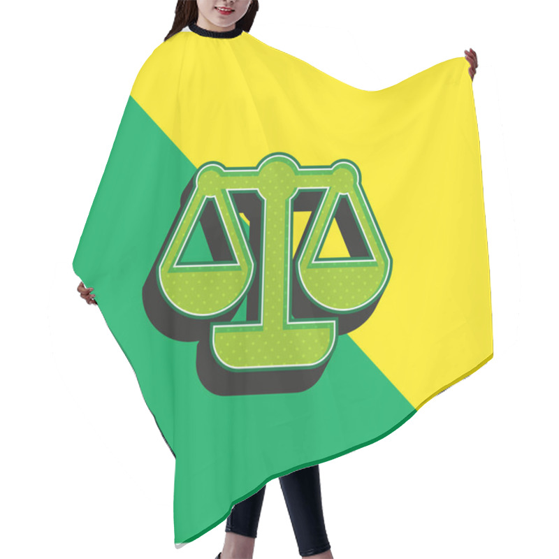 Personality  Balance Green And Yellow Modern 3d Vector Icon Logo Hair Cutting Cape