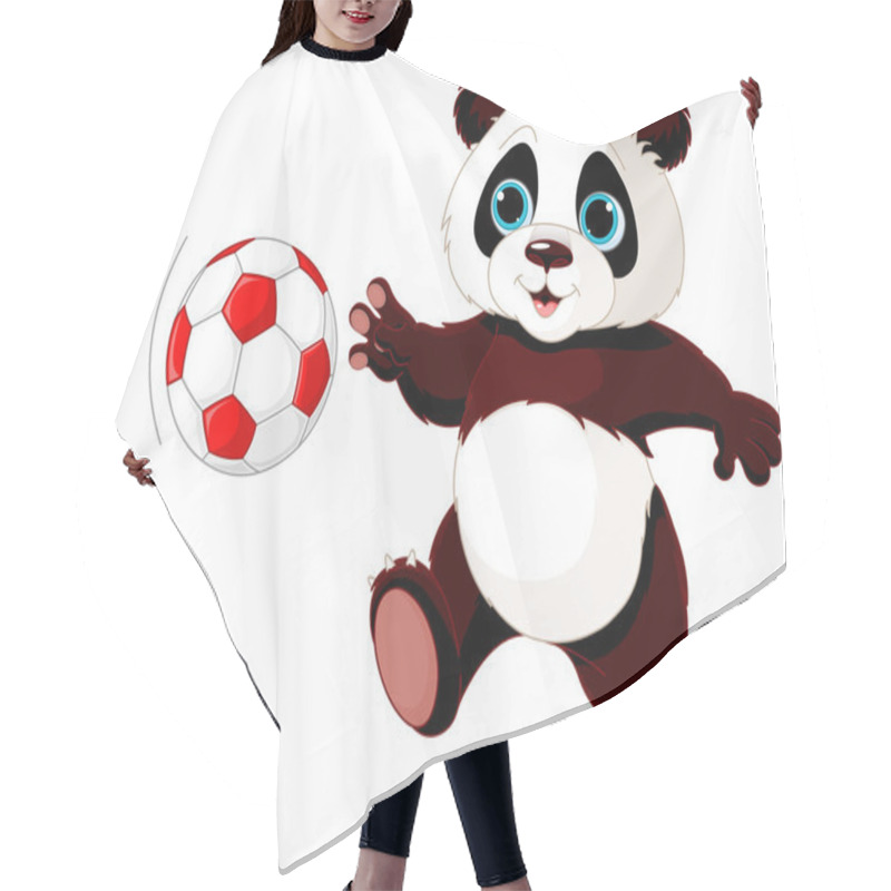 Personality  Panda Cub Playing Soccer Hair Cutting Cape