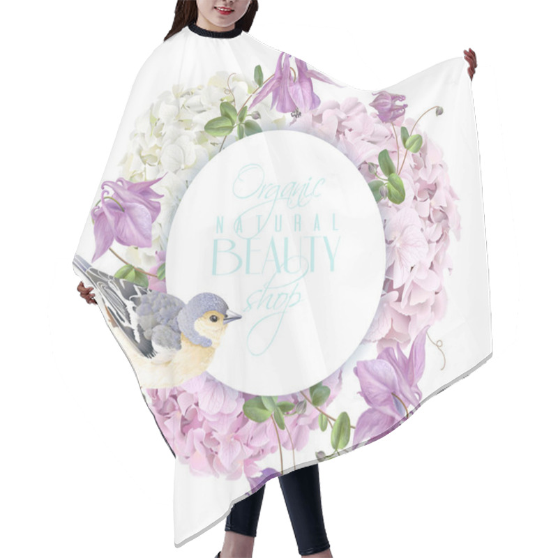 Personality  Hydrangea Bird Round Logo Hair Cutting Cape