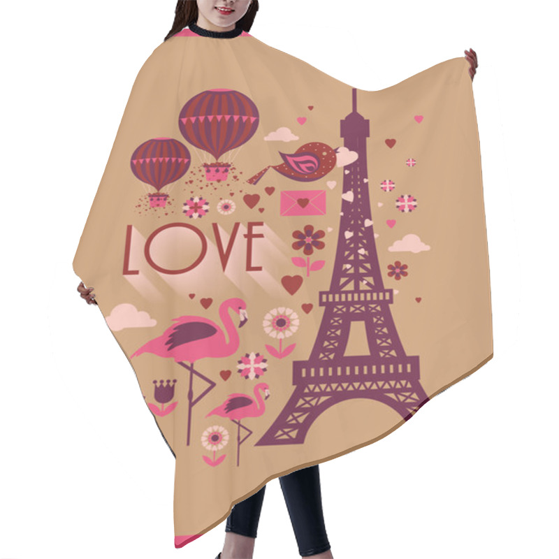 Personality  Eiffel Tower With Hot Air Balloons Hair Cutting Cape