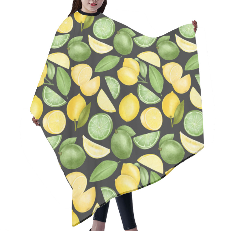 Personality  Seamless Pattern With Hand Drawn Lemons And Limes On A Dark Background Hair Cutting Cape