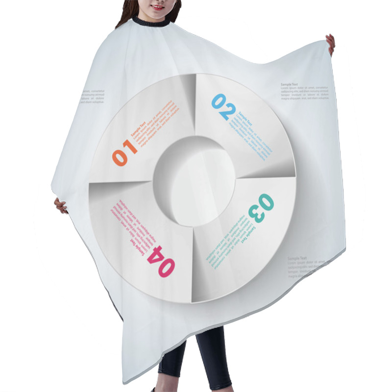 Personality  Infographic Design Circle 4 Options Hair Cutting Cape