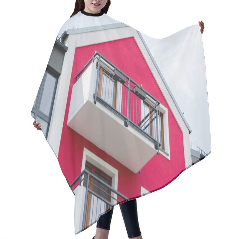 Personality  Red House With Balcony. Hair Cutting Cape