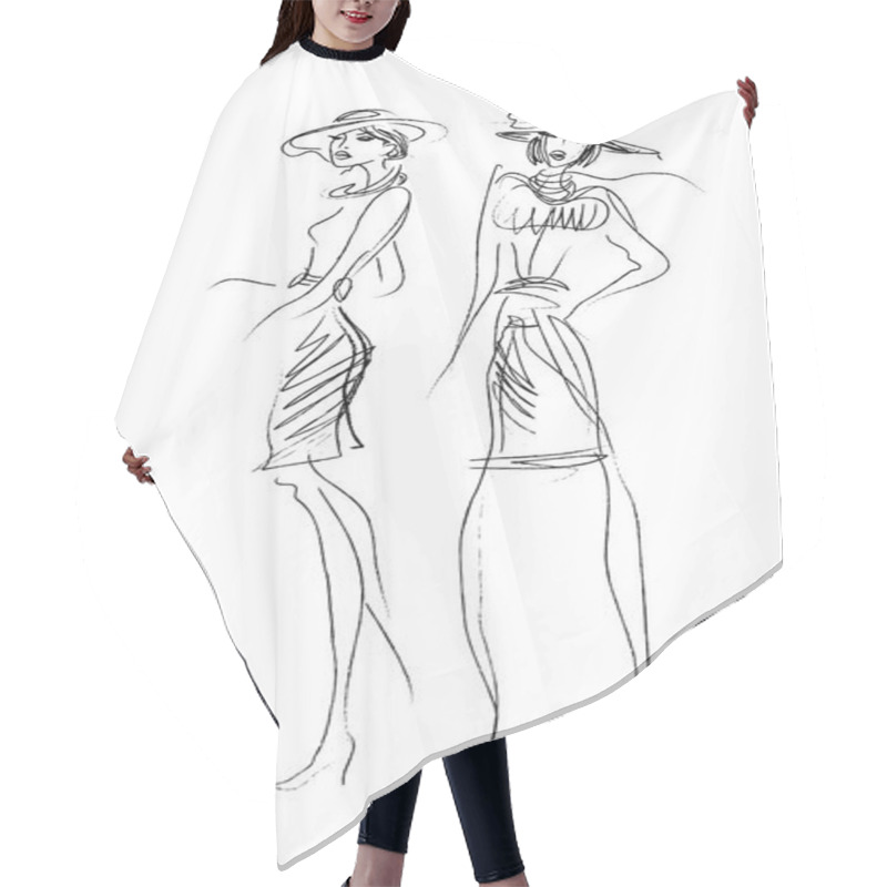 Personality  Fashion Sketches Set Hair Cutting Cape